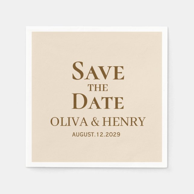 PERSONALIZED NAME SIMPLE STYLISH SAVE THE DATES NAPKIN (Front)