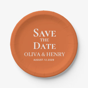 PERSONALIZED NAME SIMPLE STYLISH SAVE THE DATES PAPER PLATE
