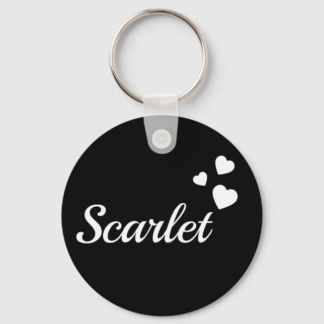 Personalized Name Simple White Hearts Love Key Ring (Front)