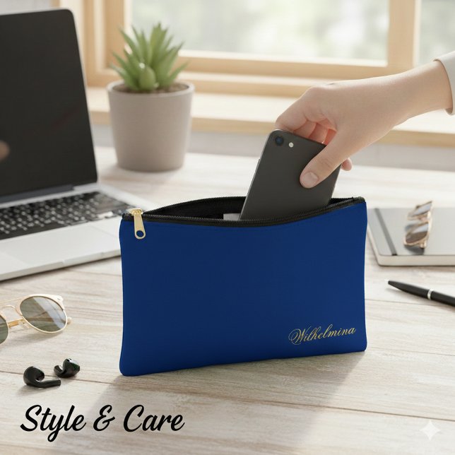 Personalized Name Small Multi Purpose Navy Accessory Pouch (Personalized Name Small Multi Purpose Navy Accessory Pouch)
