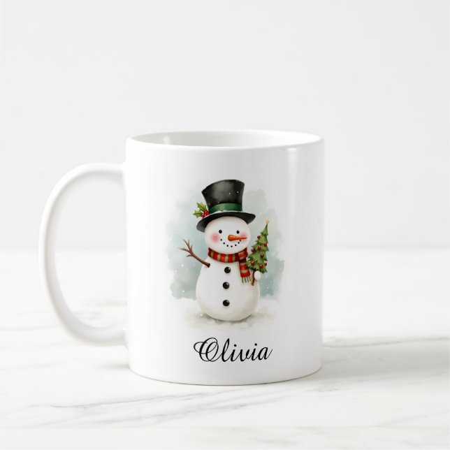 Personalized Name Snowman Coffee Mug (Left)