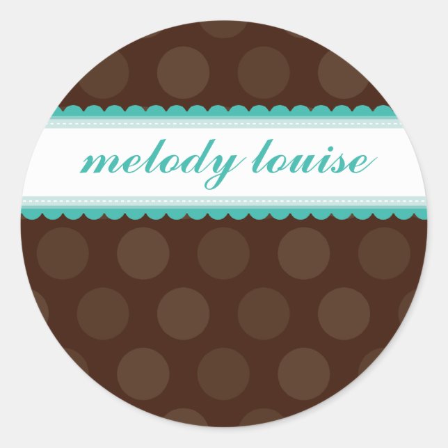PERSONALIZED NAME STICKERS :: chocolate drop 3 (Front)