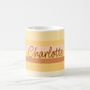 Personalized Name Stylish Beige Stripes Coffee Mug