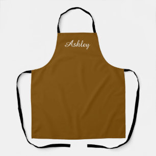 Personalized Name Stylish Modern Elegant Brown Apron