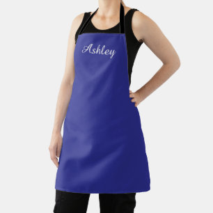 Personalized Name Stylish Modern Elegant Dark Blue Apron
