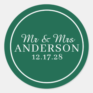 Personalized Name Stylish Modern Minimal Wedding Classic Round Sticker