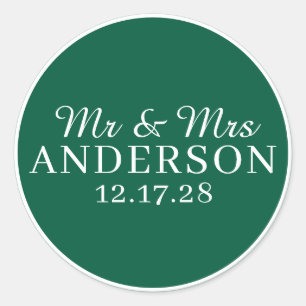 Personalized Name Stylish Modern Minimal Wedding Classic Round Sticker