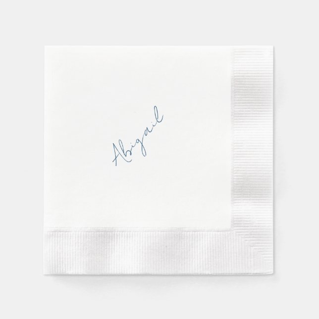 Personalized Name Teal Bridal Shower Coined  Napkin (Front)