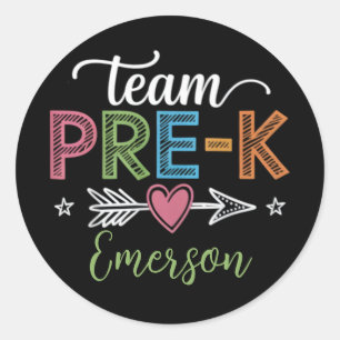 Personalized Name Team Pre-K PreSchool Teacher Classic Round Sticker
