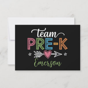 Personalized Name Team Pre-K PreSchool Teacher  Thank You Card