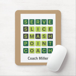 Personalized Name Tennis Coach Wordle Style Mouse Mat