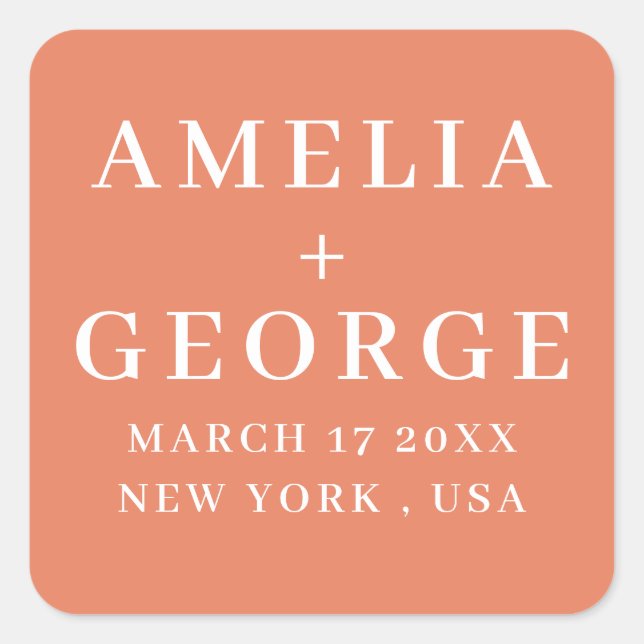 PERSONALIZED NAME & TEXT LOGO STYLISH MODERN SQUARE STICKER (Front)