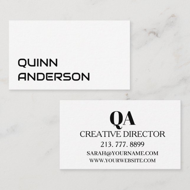 PERSONALIZED NAME TEXT SIMPLE STYLISH PROFESSIONAL BUSINESS CARD (Front/Back)