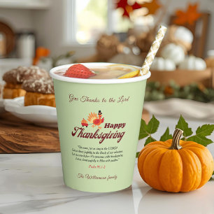 Personalized Name   Thanksgiving with Bible Verse  Paper Cups
