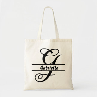 personalized name tote bag, custom letter g gift