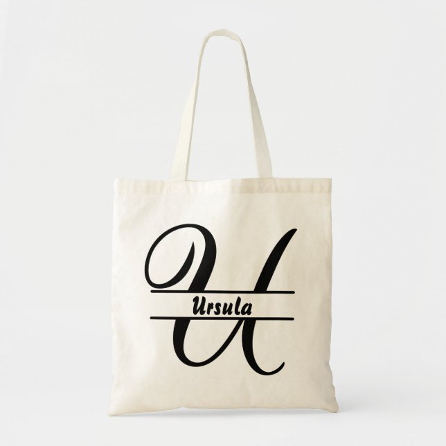 personalized name tote bag, custom letter U gift  (Front)
