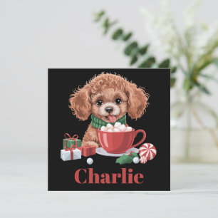 Personalized Name Toy Poodle Dog Lover Christmas  Holiday Card