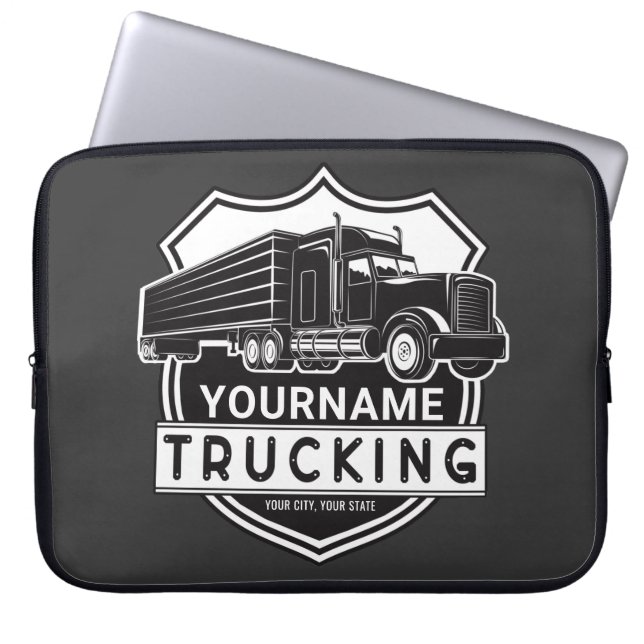 Personalized NAME Trucking Big Rig Semi Trucker   Laptop Sleeve (Front)