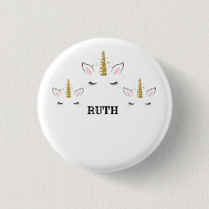 Personalized Name Unicorn Glitter Design – Custom 3 Cm Round Badge