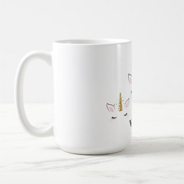 Personalized Name Unicorn Glitter Design – Custom  Coffee Mug (Left)