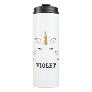 Personalized Name Unicorn Glitter Design – Custom Thermal Tumbler