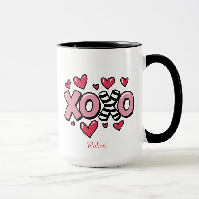 Personalized name Valentine's day XOXO Mug (Right)