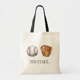 Personalized Name  Watercolor baseball gloves      Tote Bag