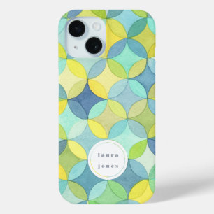 Personalized Name Watercolor Circles Pattern iPhone 15 Case