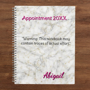 Personalized Name White Gold Marble Appointment  Planner