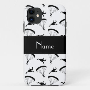 Personalized name white skydiving pattern iPhone 11 case
