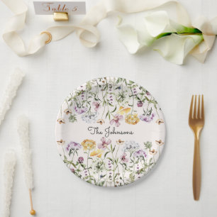 Personalized Name Wildflower Garden Paper Plate