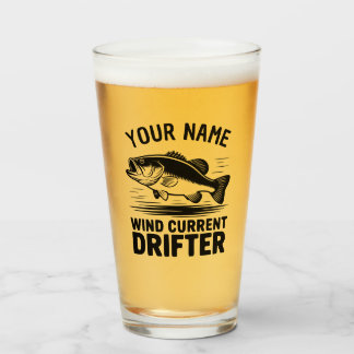 Personalized Name Wind Current Drifter Bass Fish Glass