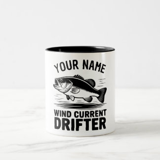 Personalized Name Wind Current Drifter Bass Fish Two-Tone Coffee Mug