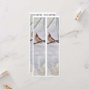 Personalized Name Winter Cardinal Two Bookmarks