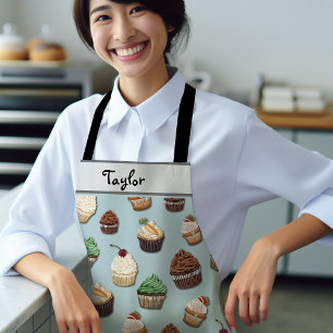 Personalized Name with Cupcake Pattern Apron