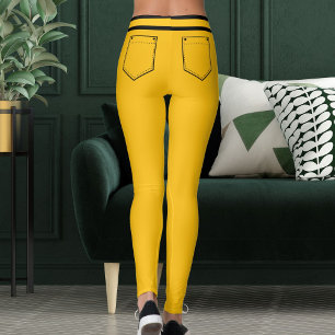 Personalized Name Yellow Orange Black Stripes Gift Leggings