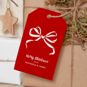 Personalized Names Merry Christmas Bow Gift Tags