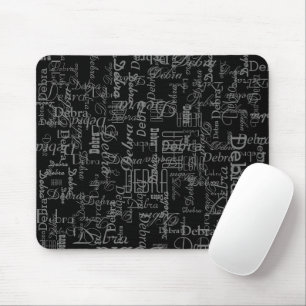 Personalized Names Overlapped on Black Mouse Mat