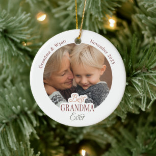 Personalized Names Photo Best Grandma Ever Ceramic Tree Decoration
