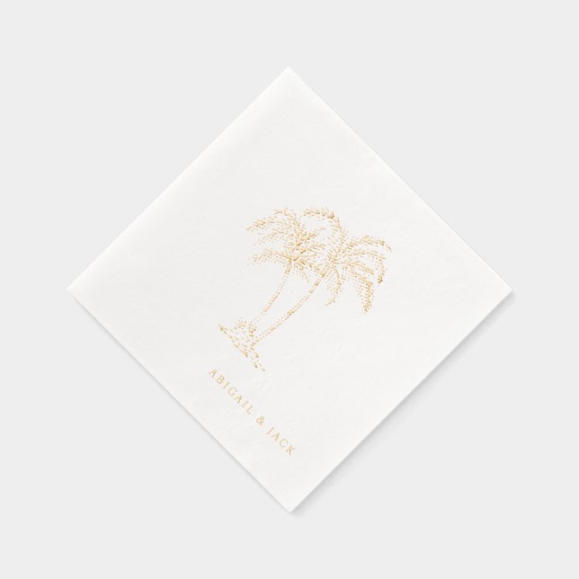 Personalized Names Tropical Palm Trees Foil Napkins (Right)