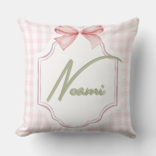 Personalized Naomi Baby Girl Nursery Bow&Gingham Cushion