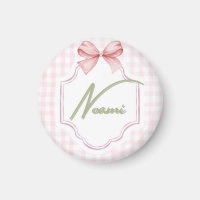 Personalized Naomi Baby Girl Nursery Bow&Gingham