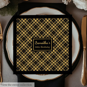 Personalized Napkins Black Gold Elegant Birthday