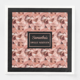 Personalized Napkins Rose Gold and Black Accent