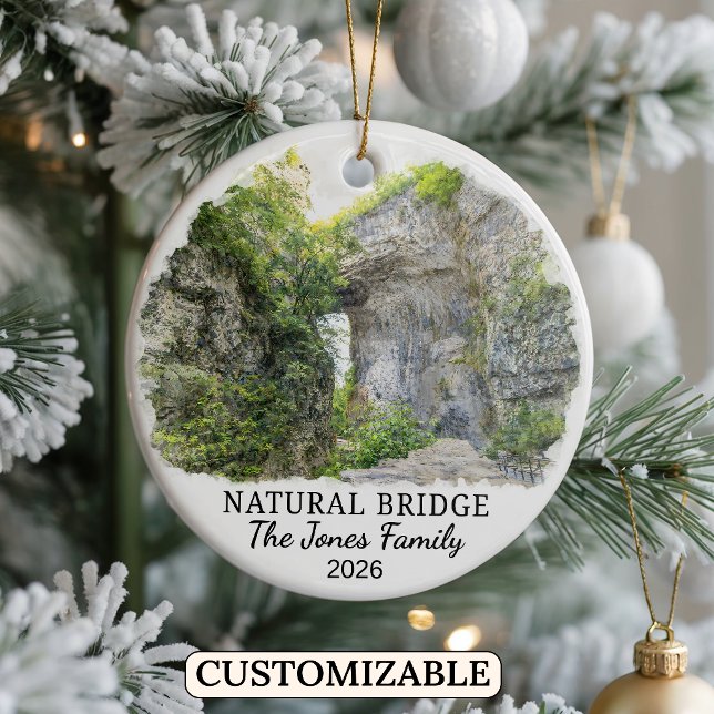 Personalized Natural Bridge Ornament, Virginia Ceramic Tree Decoration (Creator Uploaded)