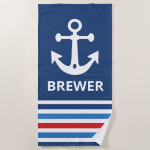 Personalized Nautical Anchor Beach Towel