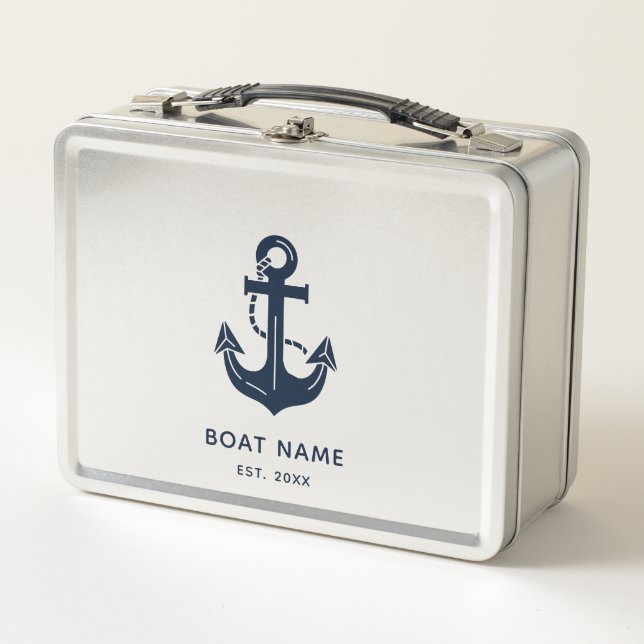 Personalized Nautical Anchor Boat Name Metal Lunch Box (Front)