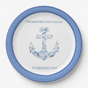 Personalized Nautical Anchor Themed    Paper Plate