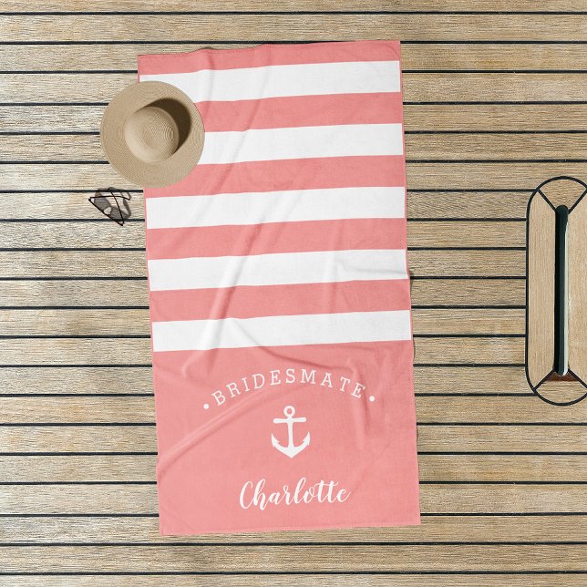Personalized Nautical "Bridesmate" Bridesmaid Beach Towel (Creator Uploaded)