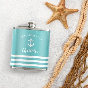 Personalized Nautical "Bridesmate" Bridesmaid Hip Flask